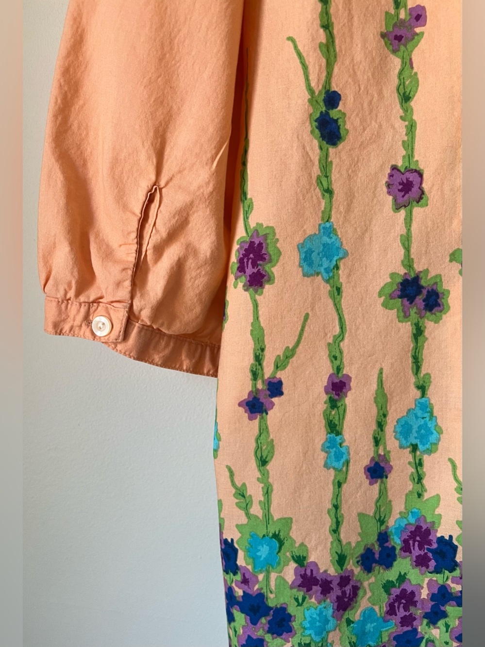 Old Navy Y2K Boho Blouse Button-Front Peach Floral Design Cotton Size XXL - Picture 6 of 11